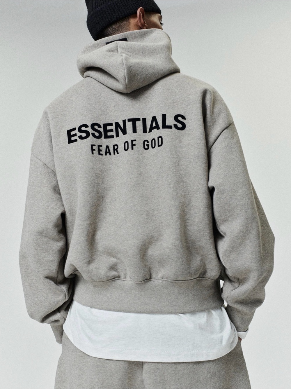 Essentials Fear of God Light Grey Logo Hoodie